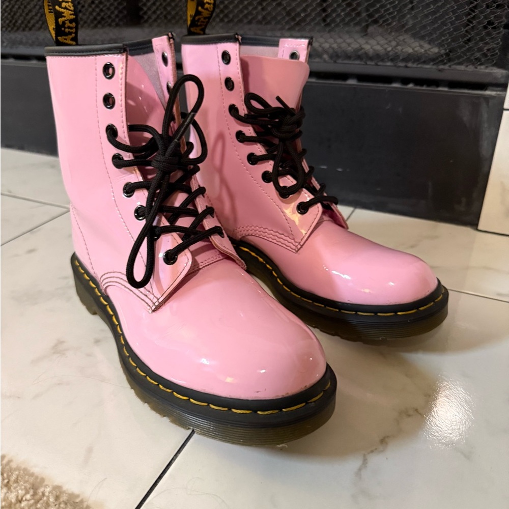 Dr. Martens Stiff Barbie Pink Lace-Up Boots